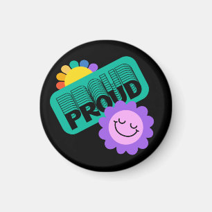 Aimant Fier. LGBT+Pride. Aimer arc-en-ciel avec tournesol