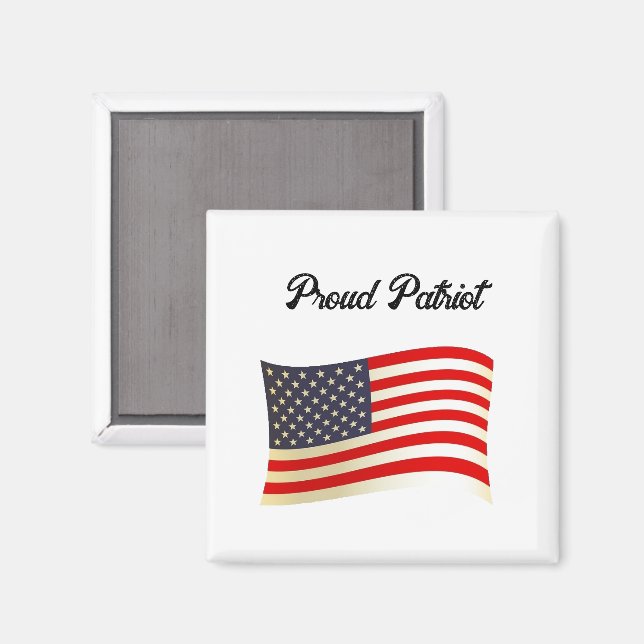 Aimant Fier Patriot Drapeau Américain, Fête de l'Indépend (Recto/Verso)