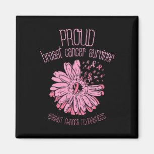 Aimant Fier Survivant Daisy Pink Breast Cancer Sensibilis