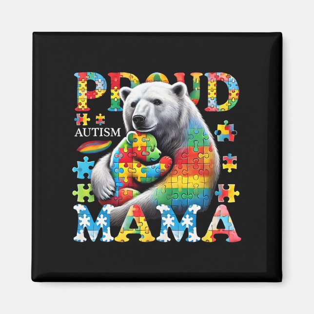 Aimant Fière autisme Mama Ours Amour Sensibilisation sur  (Devant)