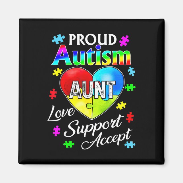 Aimant Fière Autisme Tante Amour Support Accepter Aide Re (Devant)