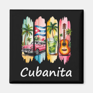Aimant Fière Cubanita Drapeau Cubain Guitare Mojito Desig