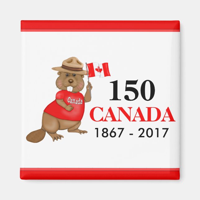 Aimant Fière fête canadienne du castor 150 (Devant)