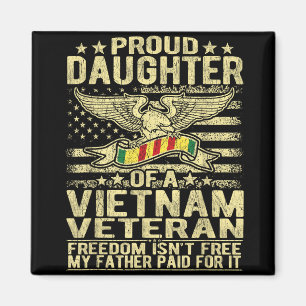 Aimant Fière Fille Du Vietnam Ancien Drapeau Américain Mi
