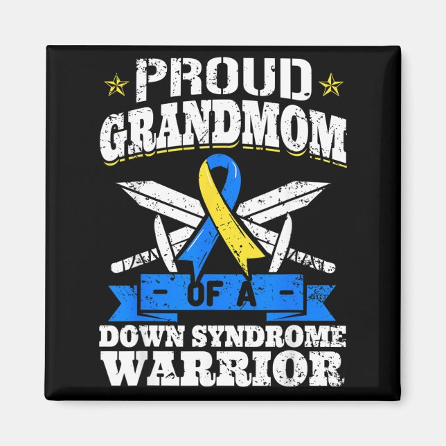 Aimant Fière grand-mère d'un guerrier du syndrome de Down (Devant)