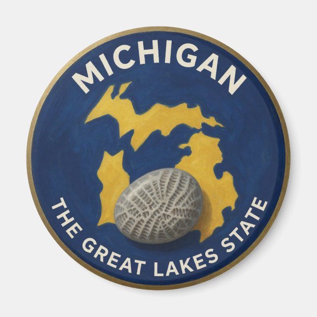 Aimant Fierté de l'État du Michigan Emblème Wolverine 🐾 (Devant)