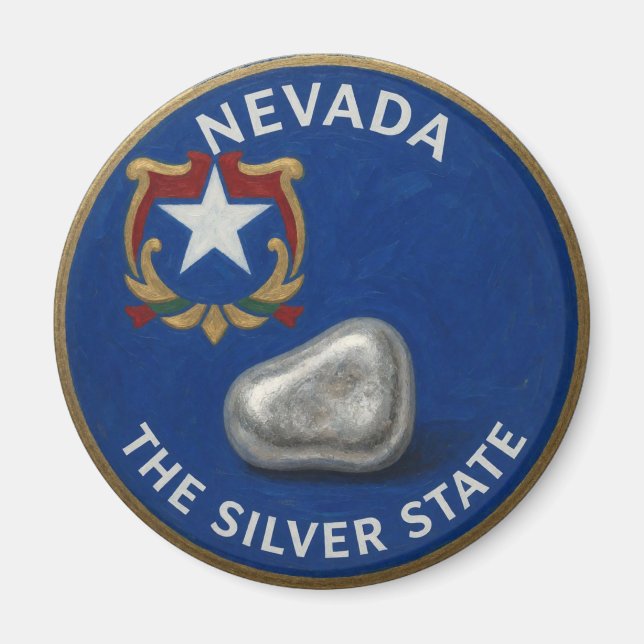 Aimant Fierté de l'État du Nevada Emblème Argent ⛏️ (Devant)