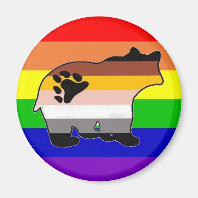 Aimant Fierté de l'ours arc-en-ciel (Devant)
