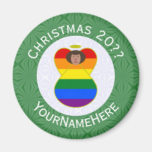 Aimant Fierté Gay Ange à peau brune Drapeau de Noël Perso