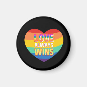 Aimant Fierté gay- l'amour gagne toujours. Couleur arc en
