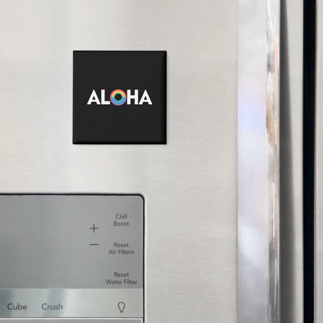 Aimant Fierté LGBTQ Aloha Rainbow Island Hawaii (In situ (réfrigérateur))