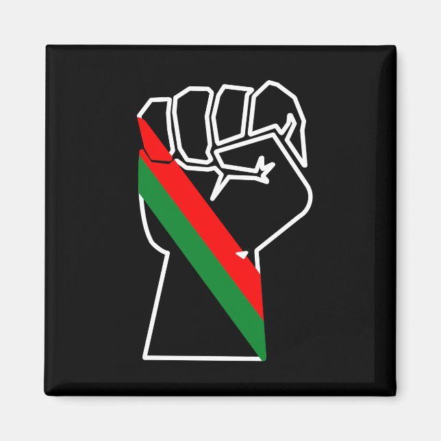 Aimant fierté noire drapeau rouge vert poing panafricain  (Devant)