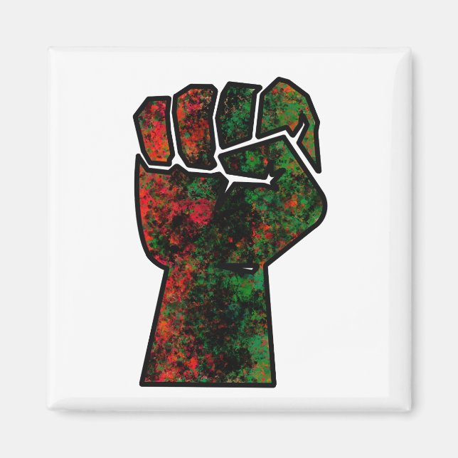 Aimant fierté noire drapeau rouge vert poing panafricain  (Devant)