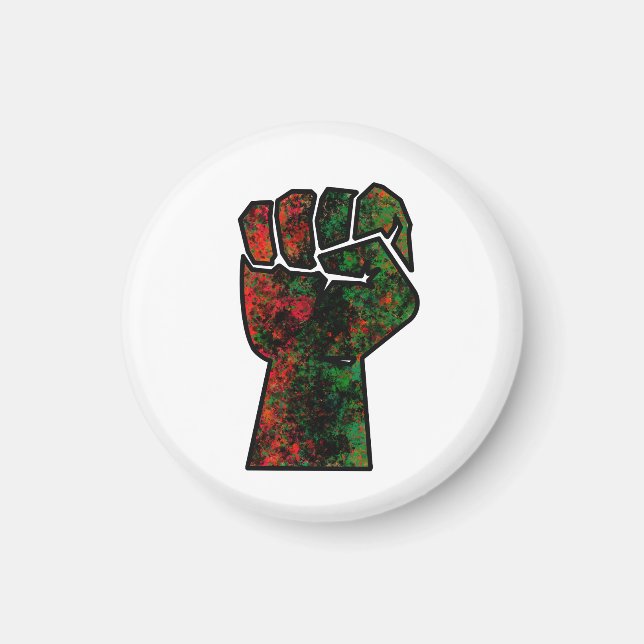 Aimant fierté noire drapeau rouge vert poing panafricain  (Devant)