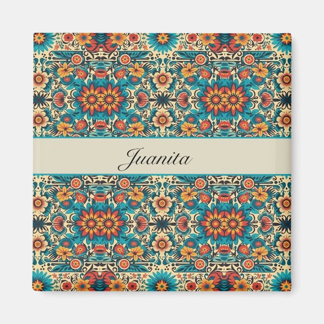 Aimant Fiesta Blooms, personnalisable (Devant)