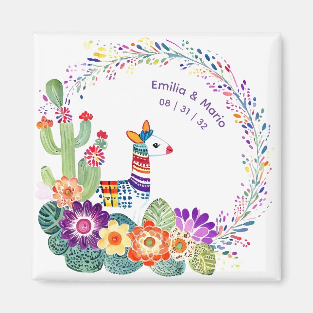 Aimant FIESTA Cactus Artisanat Fleurs Personnalisé (Devant)