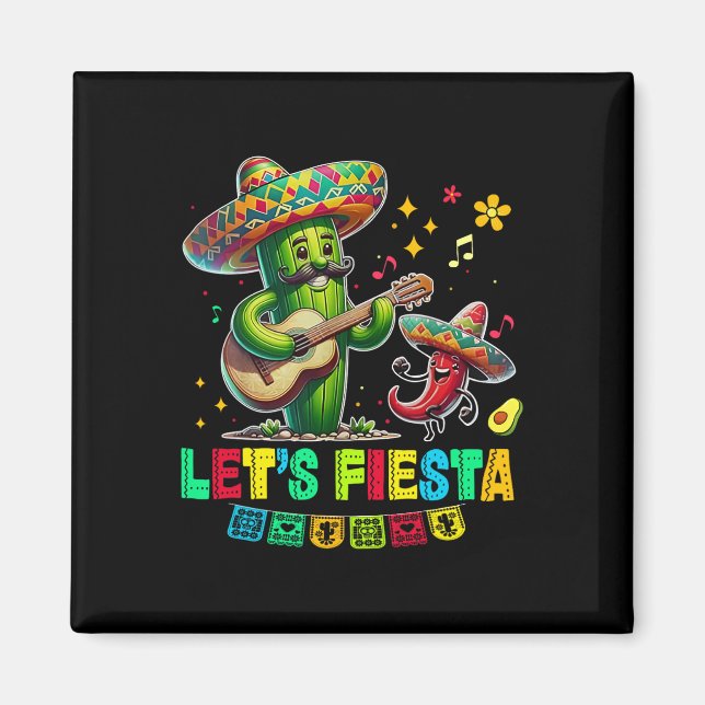 Aimant Fiesta Mexico Fiesta Taco Guitar Cactus Cinc (Devant)