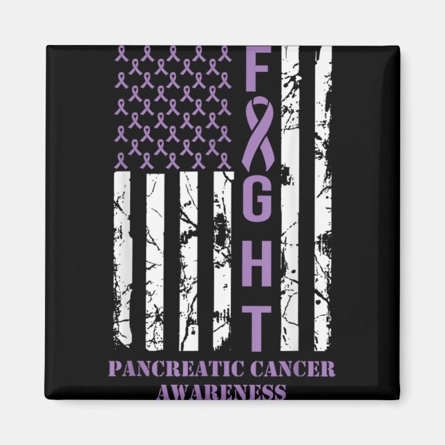 Aimant Fight Flag Purple Ribbon Suprt Pancreatic Cancer  (Devant)