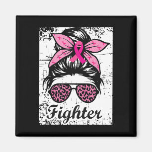 Aimant Fighy Messy Bun rose guerrier Cancer du sein Aware