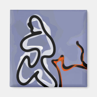 Aimant Figure avec Feline : bleu Abstrait, orange, B & W