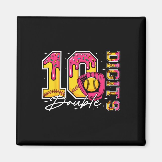 Aimant Fille 10 Double Chiffres 10ème Anniversaire Glace  (Devant)
