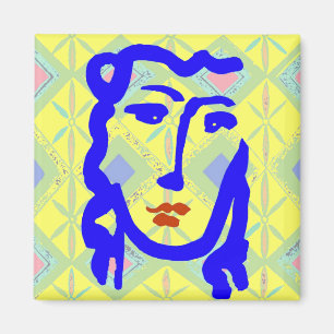 Aimant Fille à visage bleu