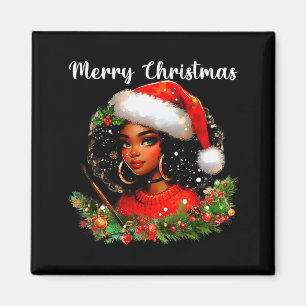 Aimant Fille Africaine Noire Drôle de Noël Américaine Mel