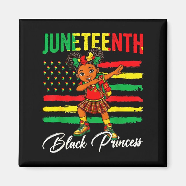 Aimant Fille afro Juneteenth faisant le dab princesse noi (Devant)
