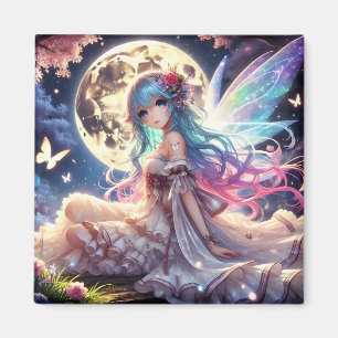 Aimant Fille Anime Princesse Fée de la Lune dans un Jardi