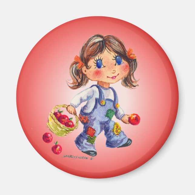 Aimant FILLE AUX POMMES par SHARON SHARPE (Devant)