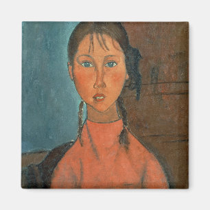 Aimant Fille avec les tresses, c.1918 (huile sur la