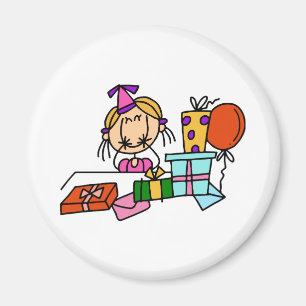 Aimant Fille blonde d'anniversaire avec des T-shirts de c