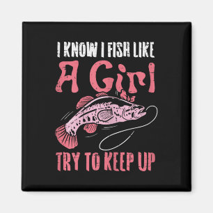 Aimant Fille comme poisson essaie de rester cool pêche à