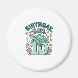 Aimant Fille d'anniversaire 10 Tortue de mer Gravure vint
