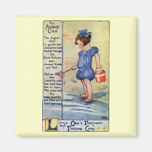 Aimant Fille d'anniversaire d'août à la plage