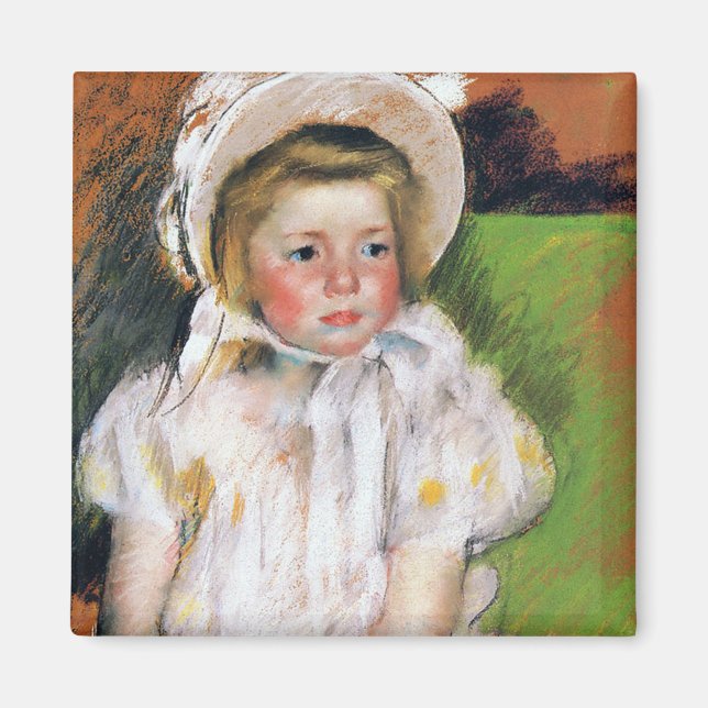 Aimant Fille dans une Bonnet Blanche, Mary Cassatt (Devant)