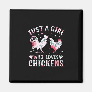 Aimant Fille d'art de poulet qui aime les poulets