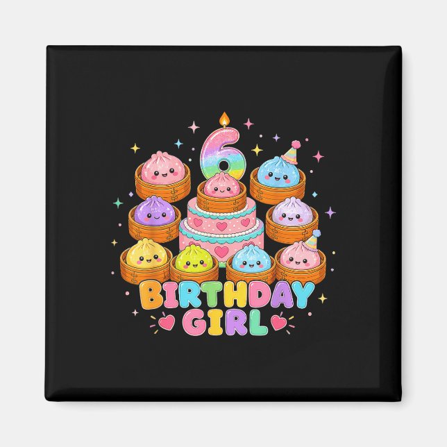 Aimant fille de 6 ans kawaii dumpling anime anniversaire (Devant)