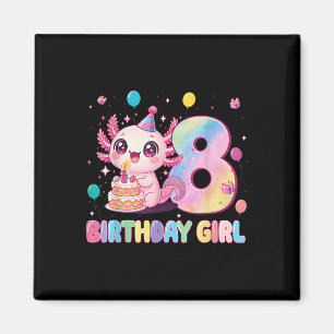 Aimant Fille de 8 ans d'anniversaire Axolotl mignon 8 ans