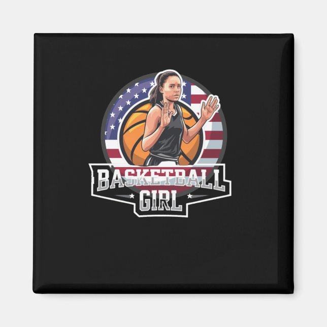 Aimant Fille de basket-ball Usa (Devant)