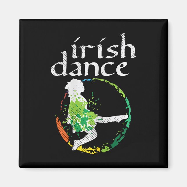 Aimant Fille de danse irlandaise Couleurs St Patricks Day (Devant)