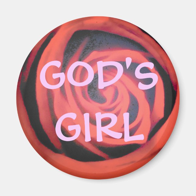 Aimant Fille de Dieu Rose Rouge (Devant)