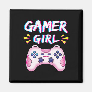 Aimant Fille de Joueur Mignonne Manette Rose Fille de Jeu