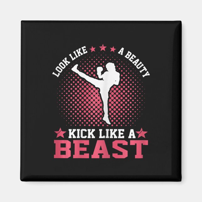 Aimant Fille de kickboxing - Ressemble à une beauté, frap (Devant)