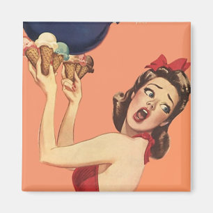 Aimant Fille de partie choquée étonnée de ~ d'aimant