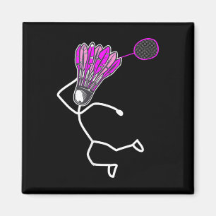 Aimant Fille de stick figure cool élégante de badminton 