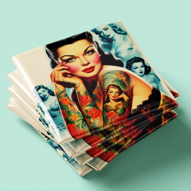 Aimant Fille de tatouage vieille école (Créateur téléchargé)