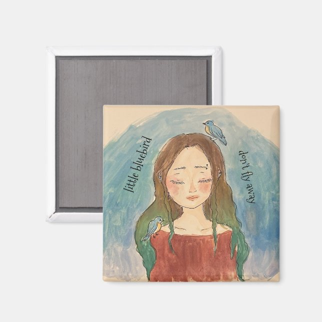 Aimant Fille des Merles Bleus N'envole Pas (Recto/Verso)
