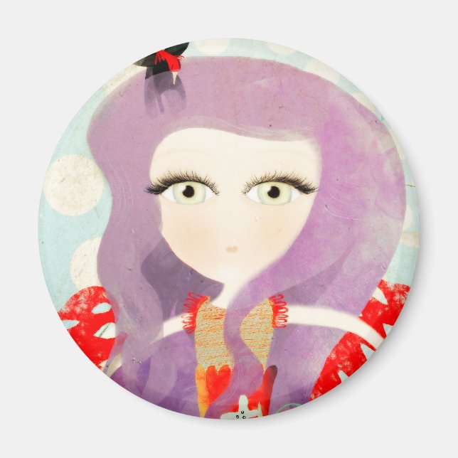 Aimant Fille d'Espagne flamenco yeux tendres violets aima (Devant)
