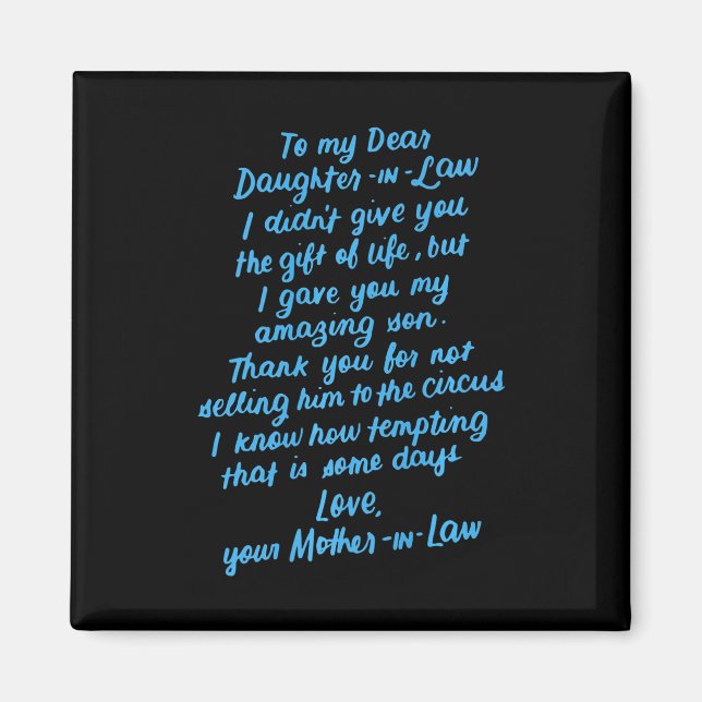 Aimant Fille drôle en droit à ma chère fille en droit (Devant)